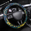 Australia Golden Wattle Steering Wheel Cover Aussie Cockatoo Aboriginal Art