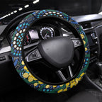 Australia Golden Wattle Steering Wheel Cover Aussie Cockatoo Aboriginal Art