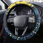 Australia Golden Wattle Steering Wheel Cover Aussie Cockatoo Aboriginal Art