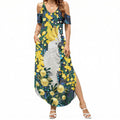 Australia Golden Wattle Summer Maxi Dress Aussie Cockatoo Aboriginal Art