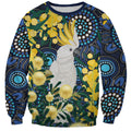 Australia Golden Wattle Sweatshirt Aussie Cockatoo Aboriginal Art