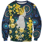 Australia Golden Wattle Sweatshirt Aussie Cockatoo Aboriginal Art