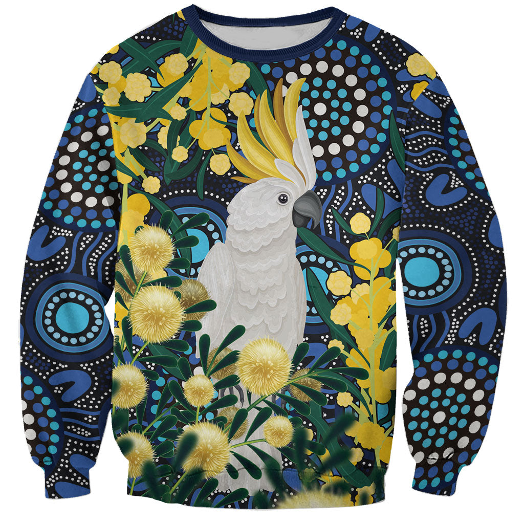 Australia Golden Wattle Sweatshirt Aussie Cockatoo Aboriginal Art