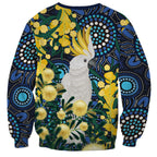 Australia Golden Wattle Sweatshirt Aussie Cockatoo Aboriginal Art