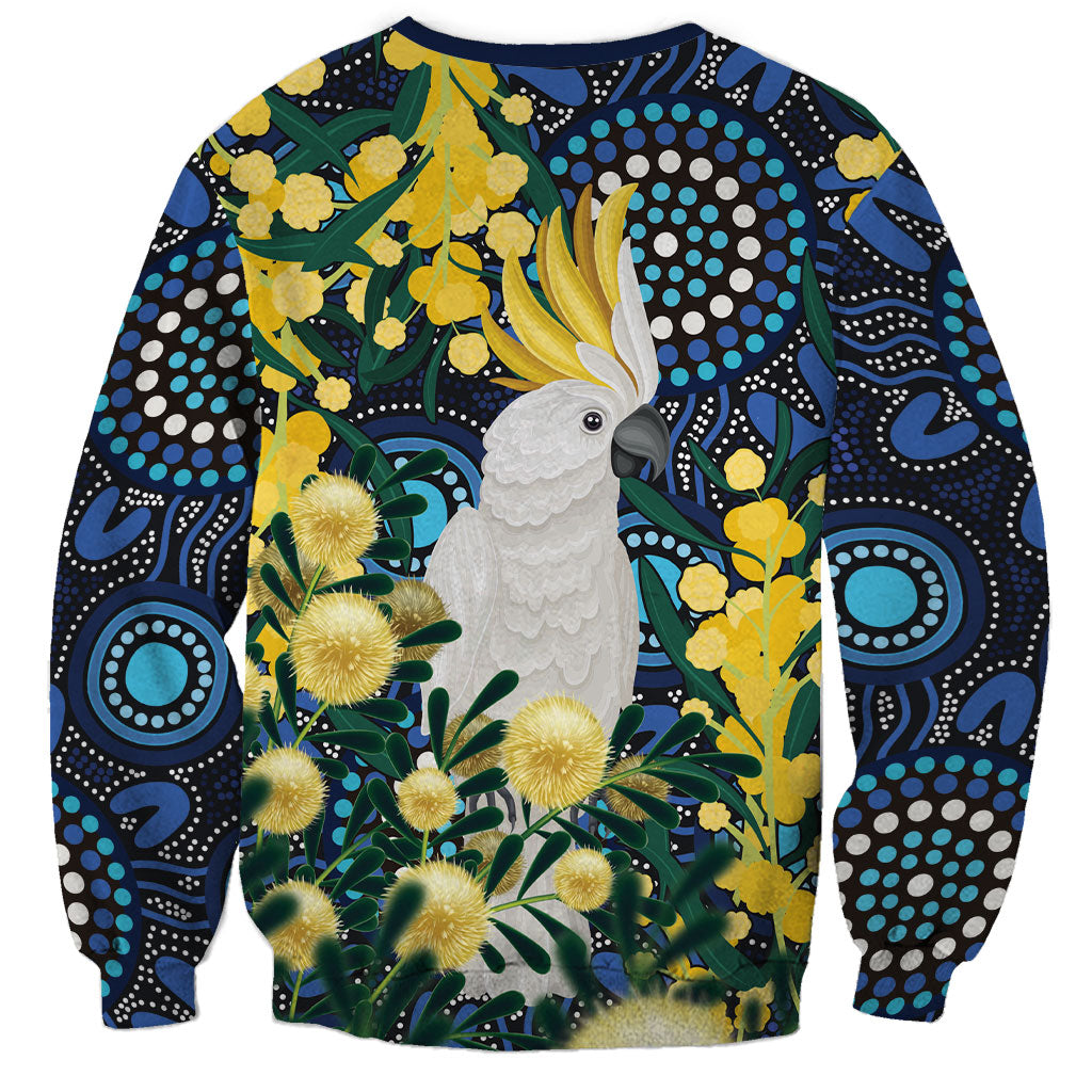 Australia Golden Wattle Sweatshirt Aussie Cockatoo Aboriginal Art