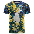 Australia Golden Wattle T Shirt Aussie Cockatoo Aboriginal Art
