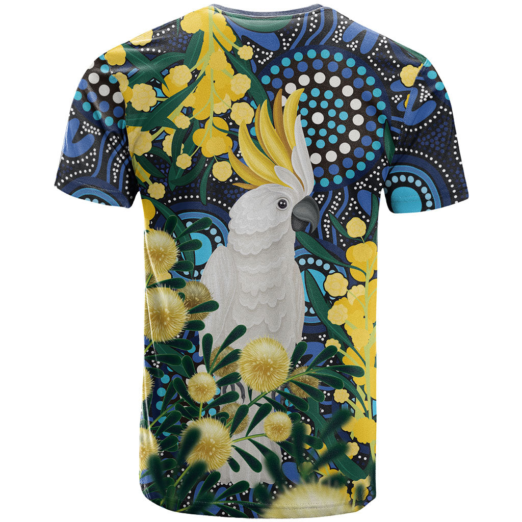 Australia Golden Wattle T Shirt Aussie Cockatoo Aboriginal Art