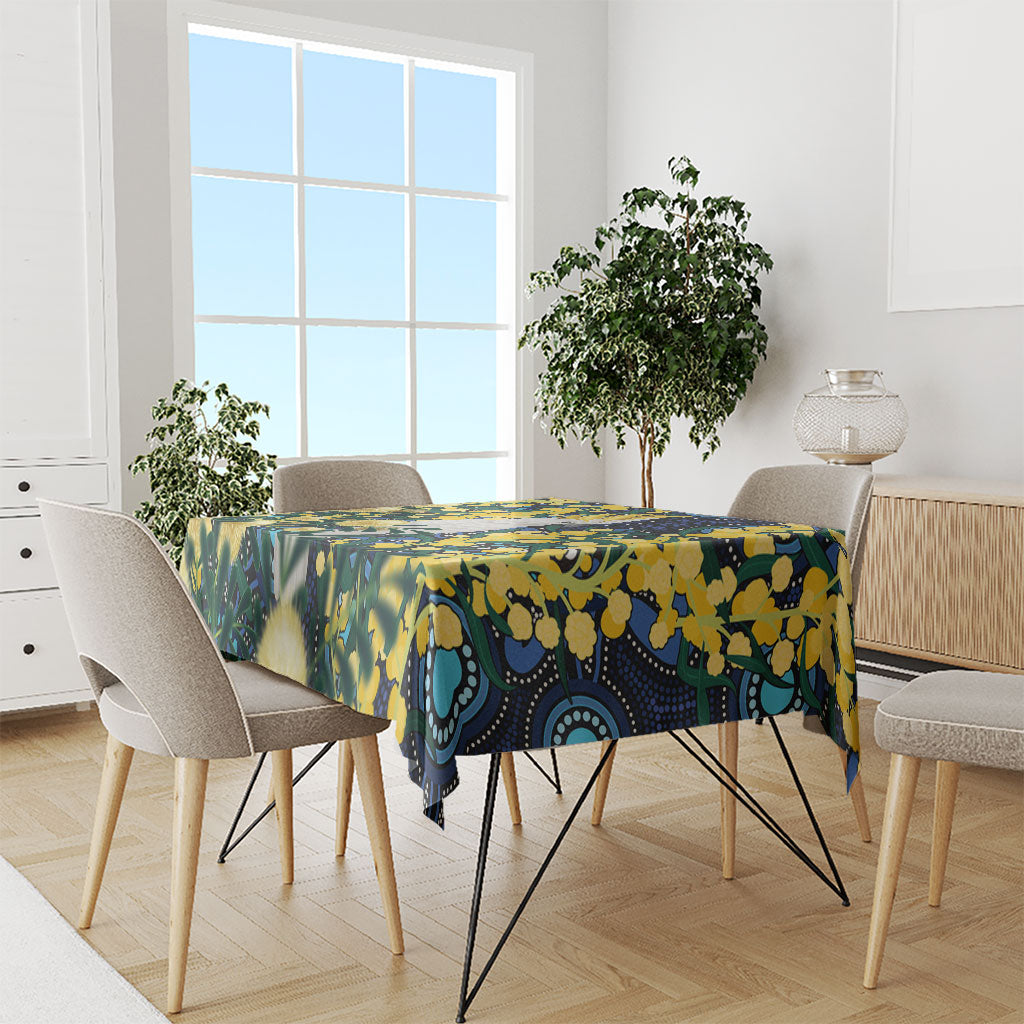 Australia Golden Wattle Tablecloth Aussie Cockatoo Aboriginal Art