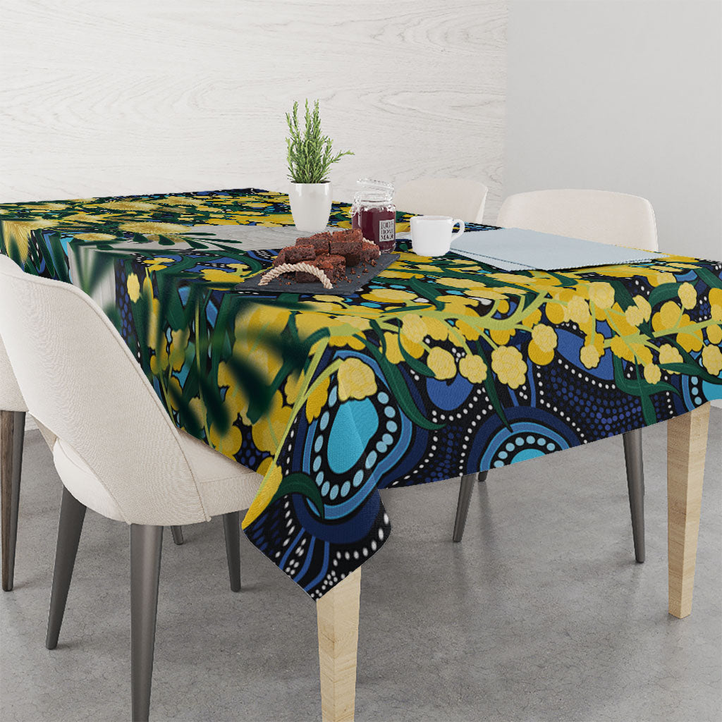 Australia Golden Wattle Tablecloth Aussie Cockatoo Aboriginal Art