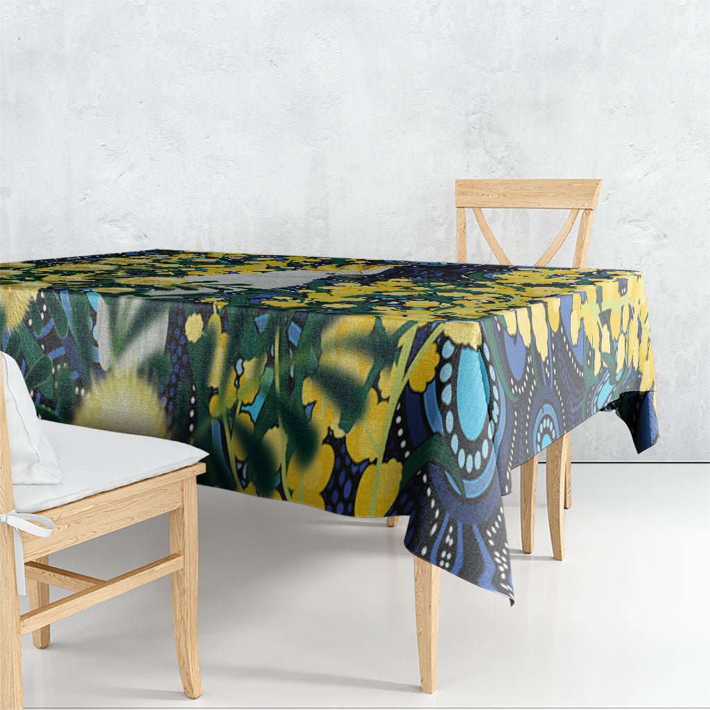 Australia Golden Wattle Tablecloth Aussie Cockatoo Aboriginal Art