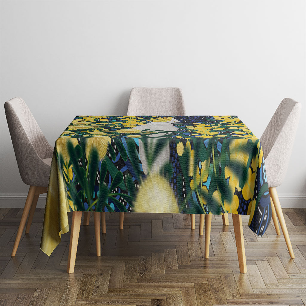 Australia Golden Wattle Tablecloth Aussie Cockatoo Aboriginal Art