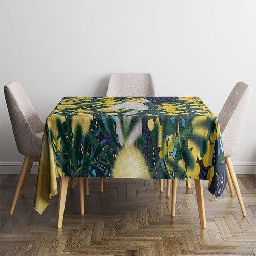 Australia Golden Wattle Tablecloth Aussie Cockatoo Aboriginal Art