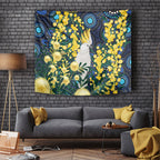 Australia Golden Wattle Tapestry Aussie Cockatoo Aboriginal Art