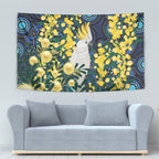 Australia Golden Wattle Tapestry Aussie Cockatoo Aboriginal Art