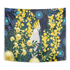 Australia Golden Wattle Tapestry Aussie Cockatoo Aboriginal Art