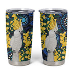 Australia Golden Wattle Tumbler Cup Aussie Cockatoo Aboriginal Art