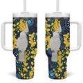 Australia Golden Wattle Tumbler With Handle Aussie Cockatoo Aboriginal Art