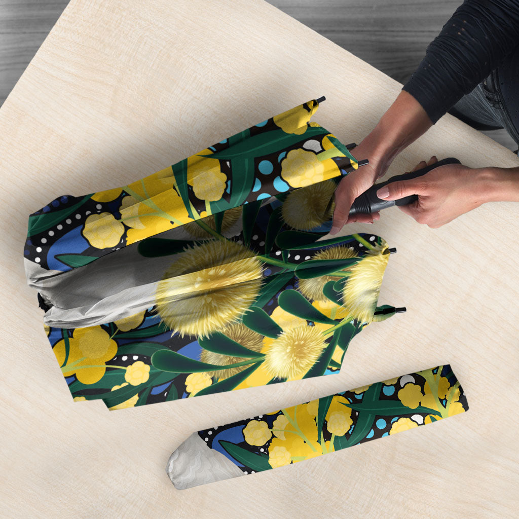Australia Golden Wattle Umbrella Aussie Cockatoo Aboriginal Art