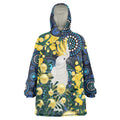 Australia Golden Wattle Wearable Blanket Hoodie Aussie Cockatoo Aboriginal Art