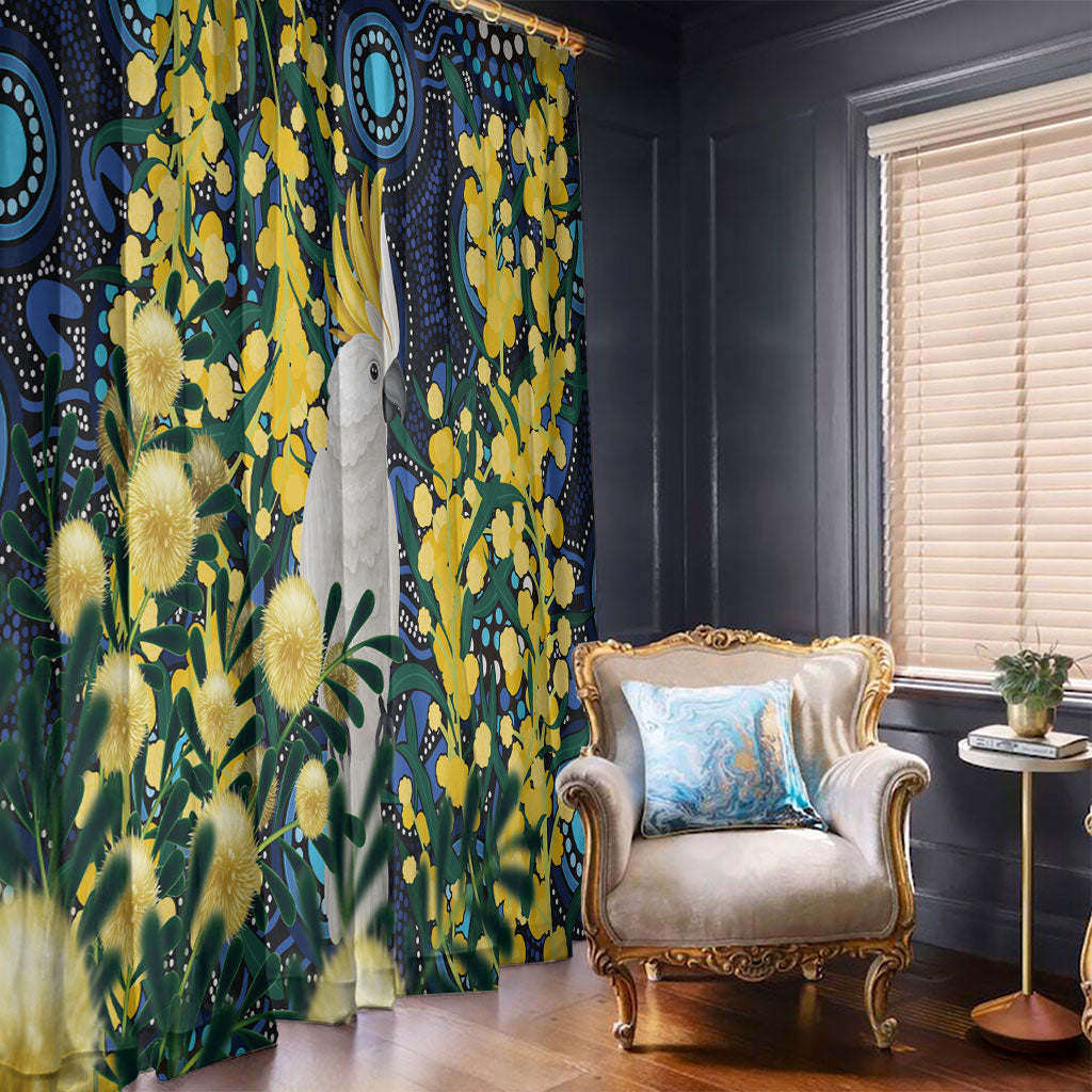 Australia Golden Wattle Window Curtain Aussie Cockatoo Aboriginal Art