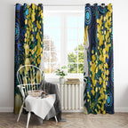 Australia Golden Wattle Window Curtain Aussie Cockatoo Aboriginal Art