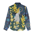 Australia Golden Wattle Women Casual Shirt Aussie Cockatoo Aboriginal Art