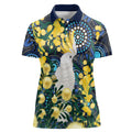 Australia Golden Wattle Women Polo Shirt Aussie Cockatoo Aboriginal Art