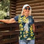 Australia Golden Wattle Women Polo Shirt Aussie Cockatoo Aboriginal Art