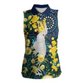 Australia Golden Wattle Women Sleeveless Polo Shirt Aussie Cockatoo Aboriginal Art