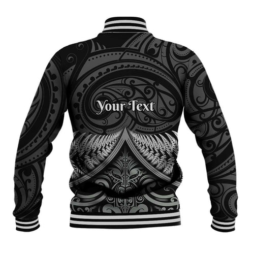 Personalised Toitu Te Tiriti Aotearoa Silver Fern Baseball Jacket New Zealand Maori Pattern