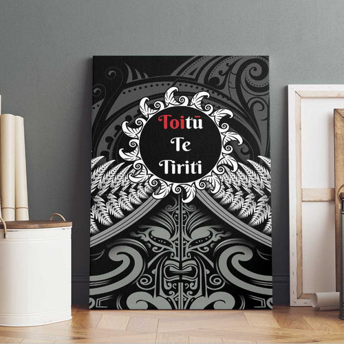 Toitu Te Tiriti Aotearoa Silver Fern Canvas Wall Art New Zealand Maori Pattern
