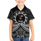 Personalised Toitu Te Tiriti Aotearoa Silver Fern Kid Hawaiian Shirt New Zealand Maori Pattern