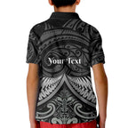 Personalised Toitu Te Tiriti Aotearoa Silver Fern Kid Polo Shirt New Zealand Maori Pattern