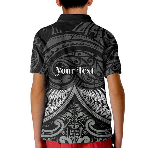 Personalised Toitu Te Tiriti Aotearoa Silver Fern Kid Polo Shirt New Zealand Maori Pattern