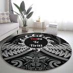 Toitu Te Tiriti Aotearoa Silver Fern Round Carpet New Zealand Maori Pattern