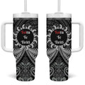 Toitu Te Tiriti Aotearoa Silver Fern Tumbler With Handle Maori Pattern