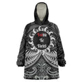 Personalised Toitu Te Tiriti Aotearoa Silver Fern Wearable Blanket Hoodie New Zealand Maori Pattern