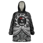 Personalised Toitu Te Tiriti Aotearoa Silver Fern Wearable Blanket Hoodie New Zealand Maori Pattern