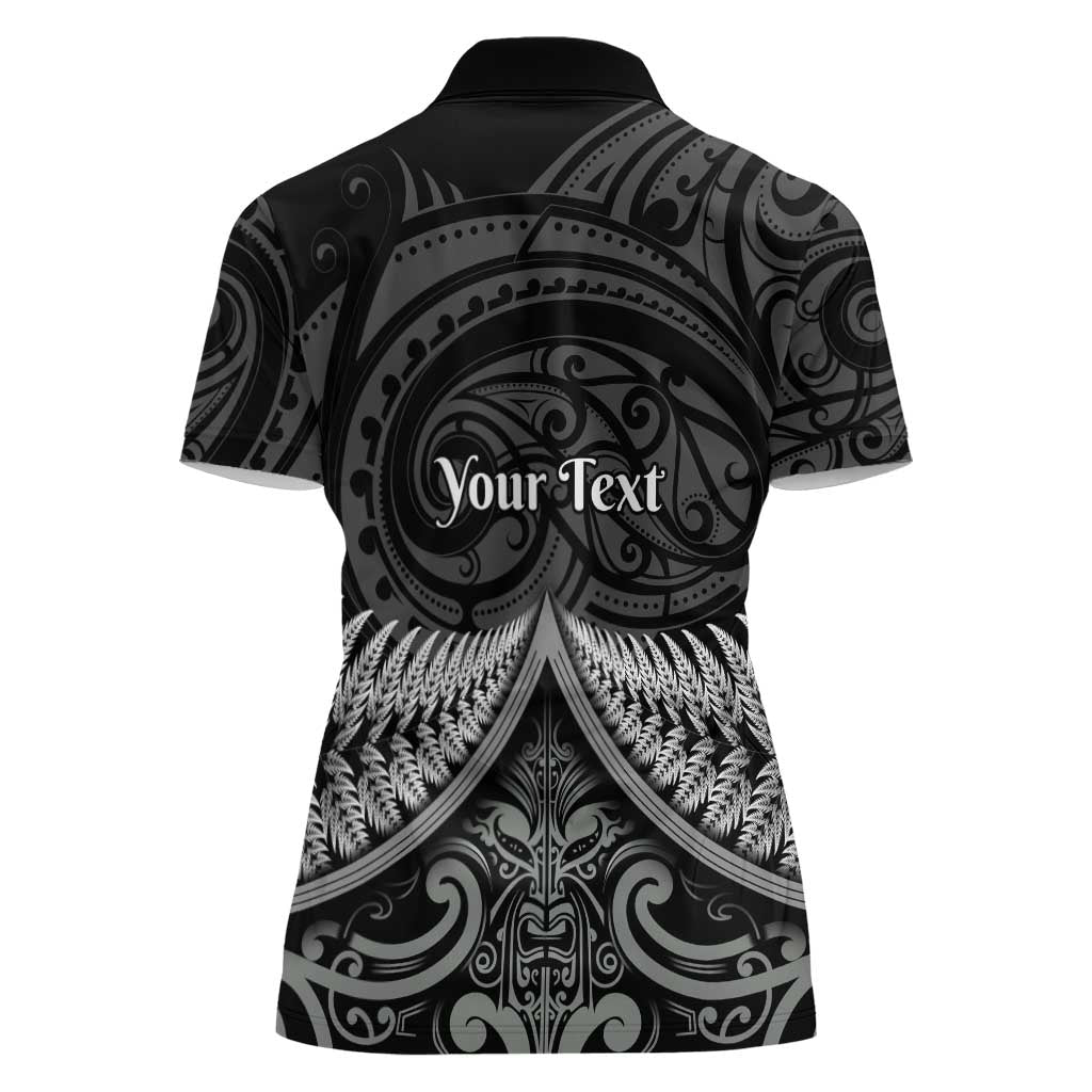 Personalised Toitu Te Tiriti Aotearoa Silver Fern Women Polo Shirt New Zealand Maori Pattern