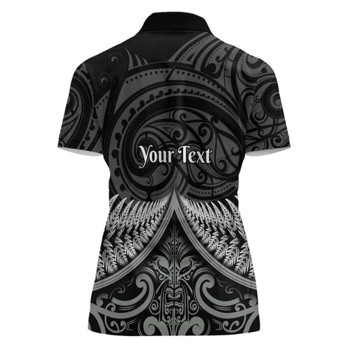 Personalised Toitu Te Tiriti Aotearoa Silver Fern Women Polo Shirt New Zealand Maori Pattern