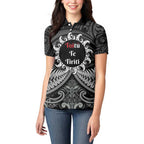 Personalised Toitu Te Tiriti Aotearoa Silver Fern Women Polo Shirt New Zealand Maori Pattern