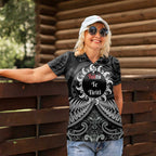 Personalised Toitu Te Tiriti Aotearoa Silver Fern Women Polo Shirt New Zealand Maori Pattern