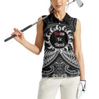 Personalised Toitu Te Tiriti Aotearoa Silver Fern Women Sleeveless Polo Shirt New Zealand Maori Pattern