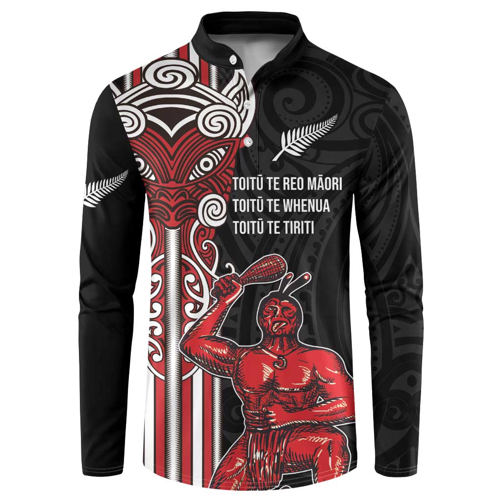 Toitu Te Reo Maori Toitu Te Whenua Toitu Te Tiriti Button Sweatshirt Maori Warrior New Zealand