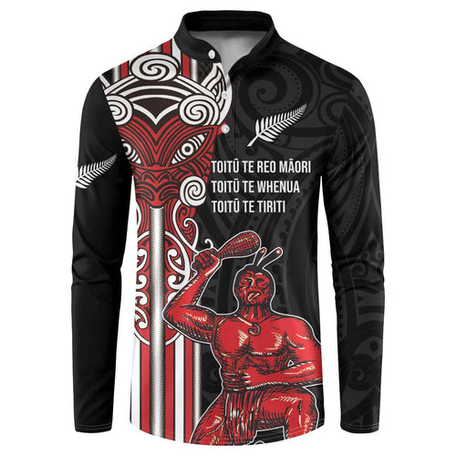 Toitu Te Reo Maori Toitu Te Whenua Toitu Te Tiriti Button Sweatshirt Maori Warrior New Zealand