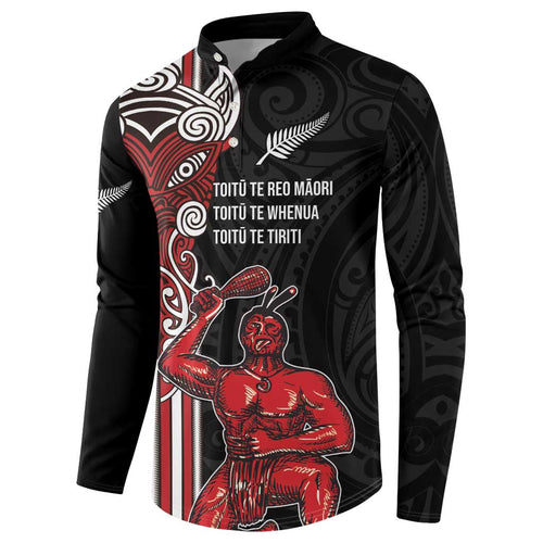 Toitu Te Reo Maori Toitu Te Whenua Toitu Te Tiriti Button Sweatshirt Maori Warrior New Zealand