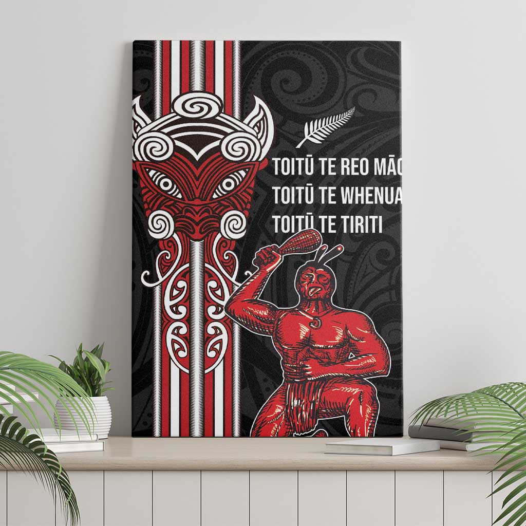 Toitu Te Reo Maori Toitu Te Whenua Toitu Te Tiriti Canvas Wall Art Maori Warrior New Zealand