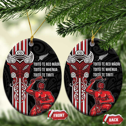 Toitu Te Reo Maori Toitu Te Whenua Toitu Te Tiriti Ceramic Ornament Maori Warrior