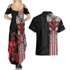 Toitu Te Reo Maori Toitu Te Whenua Toitu Te Tiriti Couples Matching Summer Maxi Dress and Hawaiian Shirt Maori Warrior New Zealand
