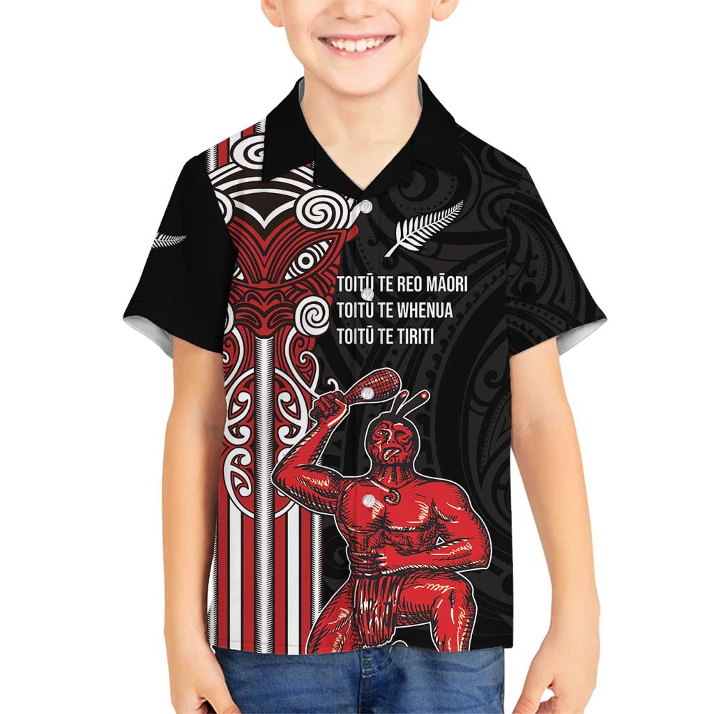 Toitu Te Reo Maori Toitu Te Whenua Toitu Te Tiriti Family Matching Off Shoulder Maxi Dress and Hawaiian Shirt Maori Warrior New Zealand